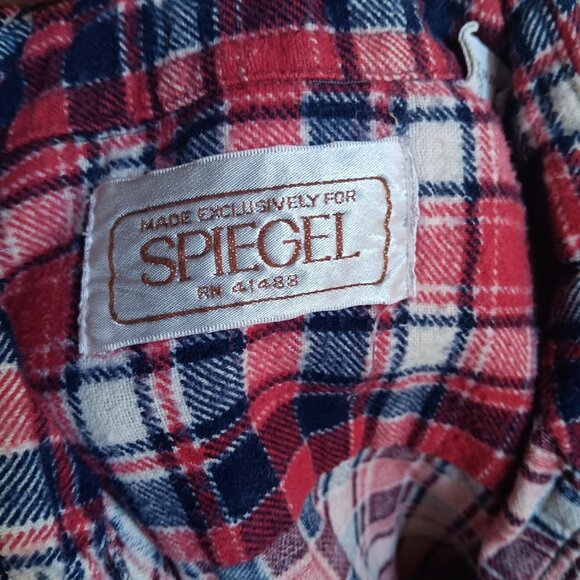 Vintage Women's Flannel Shirt Medium 1970's Plaid Spiegel All Cotton Country Top - Picture 10 of 10